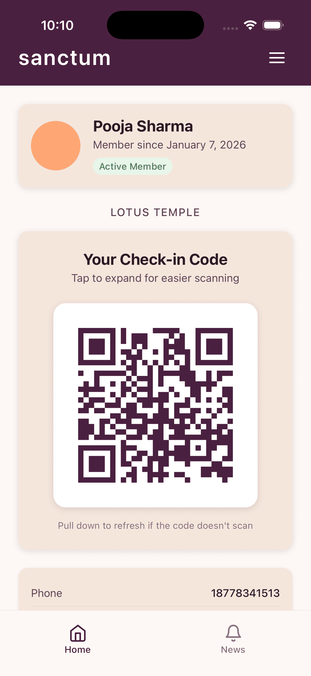 QR Code Check-In - Mobile App